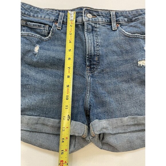 Old Navy Blue Jean Shorts Womens 14 High Rise OG Straight Raw Cuffed Hem Summer - Picture 3 of 6